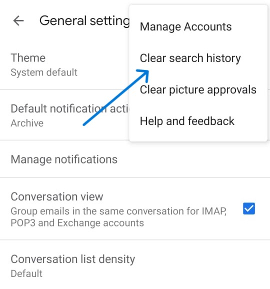 Delete Gmail Search History