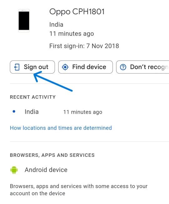 Remove Google Account from other devices